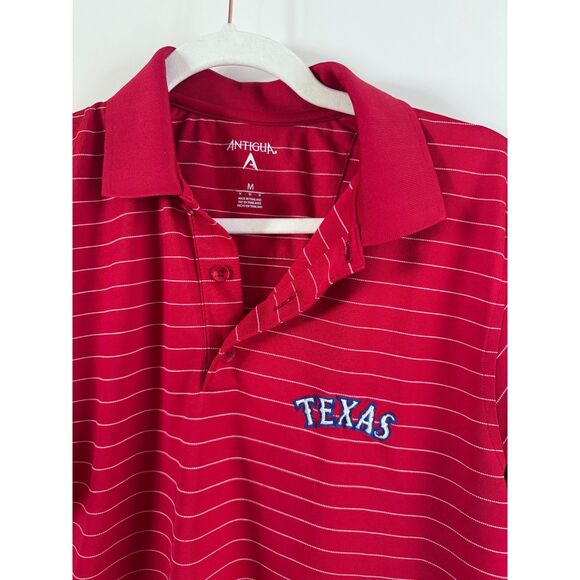 Other - Texas Rangers Baseball Red White Stripe Antigua Performance Golf Polo EUC Size M